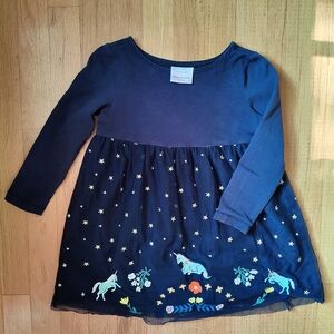 Hanna Andersson Tulle Unicorn Dress in Navy size 100cm 4T